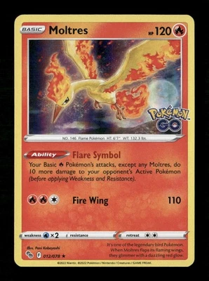 Moltres Holo Holo Rare Pokemon GO 012/078 NM Pokemon NM - Image 1 of 2