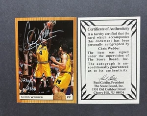 1993-94 Classic CHRIS WEBBER Rookie Auto RC /2500 SP PR1 Score Board COA RARE - Bild 1 von 2