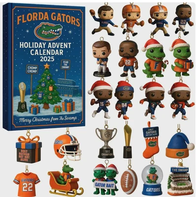 Florida Gat0rs Advent Calendar 2025, Christmas Countdown Advent Calendar Gift - Image 1 of 4