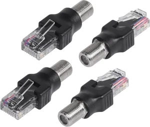 CERRXIAN 4 STÜCK RF zu RJ45 Koaxial Konverter Buchse Stecker Koax schwarz  - Bild 1 von 6