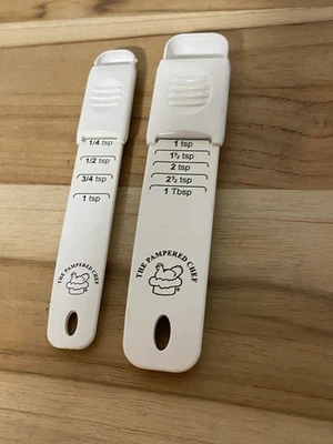 Pampered Chef Set of 2 Adjustable Dry Measuring Spoons Teaspoon & Tablespoon USA - Image 1 of 4