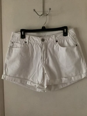 Pantalones cortos de algodón con puños blancos Faded Glory para mujer 5 bolsillos talla 10 Foto 1 de 3
