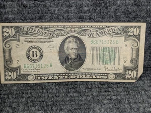 1934 D Twenty Dollar Bill $20 Green Seal Federal Reserve Note Serial #B66715125B - Picture 1 of 2