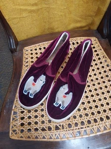 Zapatillas sin cordones Soludos Borgoña Terciopelo Llama EE. UU. 8,5 - Imagen 1 de 5