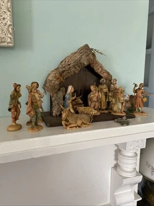 Vintage 13 tlg. Fontanini Krippe Depose Italy 80er MISSING BABY JESUS - Bild 1 von 14