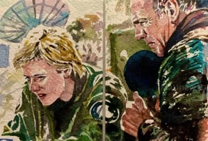 DOUBLE ACEO ORIGINAL - Sketchkarte - Jacob Carter - Samantha Carter - Stargate SG1 - Bild 1 von 2