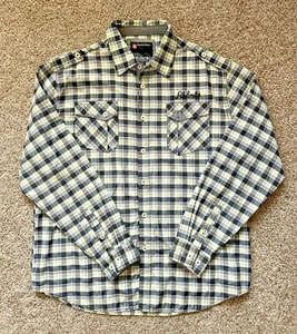 Akademiks Men's Green Plaid Long-Sleeve Button-Up Shirt XL - Picture 1 of 7