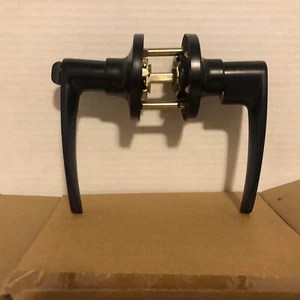 Black Matte Privacy Door Handle Lever Thumb Turn Lock Bedroom Reversible New - Picture 1 of 24