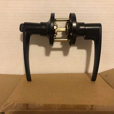 Black Matte Privacy Door Handle Lever Thumb Turn Lock Bedroom Reversible New - Image 1 of 4