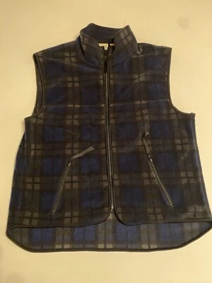 FieldMaster Fleece Vest Mens XL Black Blue Plaid Full Zip Pockets - Изображение 1 из 4