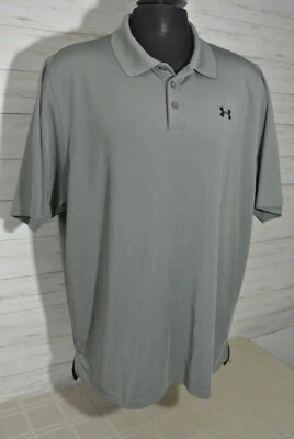 UNDER ARMOUR Heat Gear 2XL Loose Men Gray Polo Golf Shirt Stretch Shorts Sleeve - Image 1 of 4