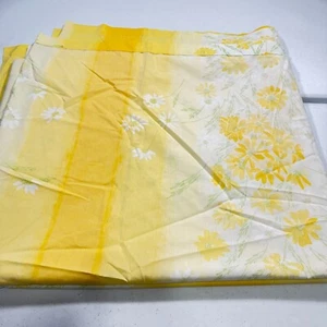 vintage vera burlington flat sheet king yellow floral daisies blend y2k 90s 80s - Picture 1 of 9