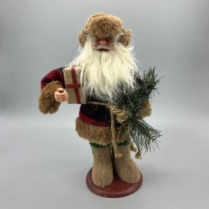 Rustic Woodland Santa Claus 12" Buffalo Plaid with Present Cabin Nature - Picture 1 of 12