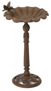 Rustic Cast Iron Hummingbird Perching On Sunflower Garden Bird Feeder Bath 19"H - Picture 1 of 8