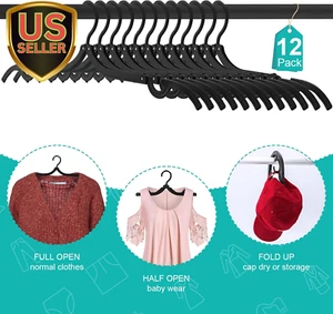 12 PCS Travel Hangers,Portable Folding Clothes Hangers,Black Foldable Hangers... - Picture 1 of 12