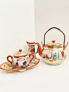 Early 20th Century Imari Ware Japan Asian Tea Pot Creamer Sugar Tray - Picture 1 of 21