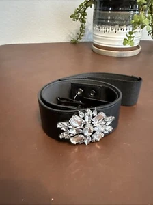 Lane Bryant Black Belt W/“Rhinestone” Embellishment 4 Snaps Closure Sz 14-16 - Picture 1 of 13