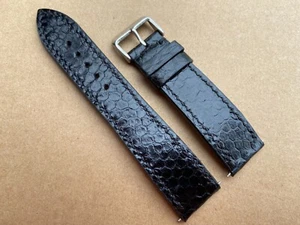 Correa de reloj de cuero genuino negro de serpiente, tamaño 18 mm 19 20 21 22 23 24 26 mm - Imagen 1 de 10