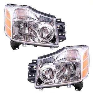 Set of Headlights Headlamps for 04 05 06 07 Nissan Armada Titan Pickup Truck - Picture 1 of 8