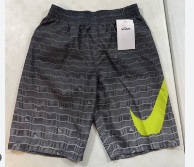 NIKE Big Boys Volley Swim Shorts Allover logo Youth size S L XL Green Gray - Image 1 of 4