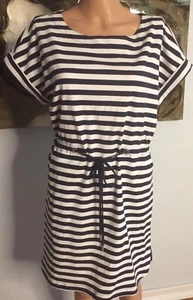 Tommy Bahama Women's Dress Small/Petite Blue/White Striped Tie Front Pockets - Picture 1 of 4