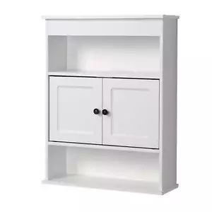 Engineered Wood Bathroom Wall Cabinet with 3 Shelves, White - Picture 1 of 5