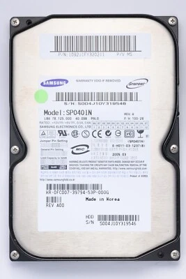 Samsung SpinPoint 40GB IDE Desktop Hard Drive P/N SP0401N - Image 1 of 2