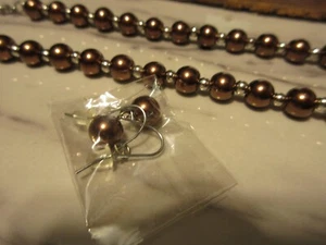 Fashion Jewelry Chocolate Brown Shell Pearl Necklace & Stud Earrings 17" - 21" L - Picture 1 of 8