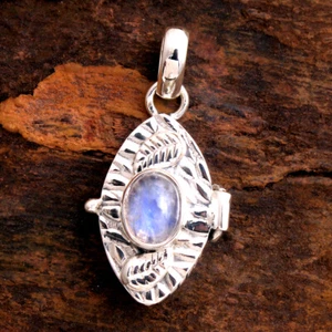 Piedra lunar piedra preciosa 925 plata esterlina joyería hecha a mano caja de veneno colgante - Imagen 1 de 5