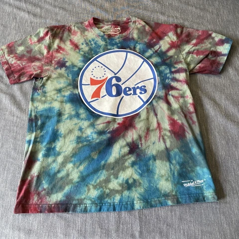 mitchell & ness philadelphia 76ers custom tie dye t shirt mens L Cover