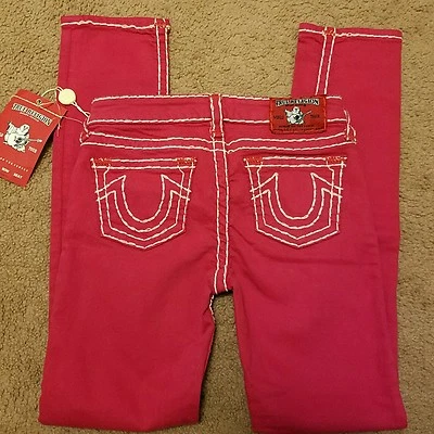 NUEVO CON ETIQUETAS True Religion Niñas Rosa Stella Super T Jeans, Talla 12 Foto 1 de 4
