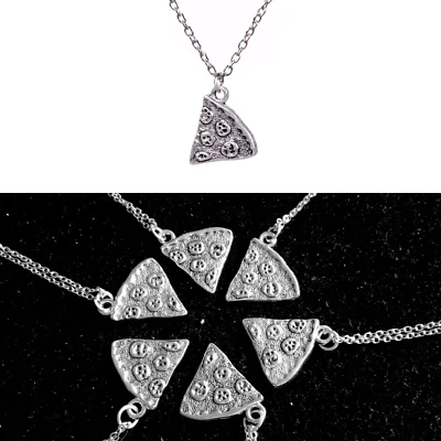 Collana PIZZA Argento ciondolo fetta Amicizia Acciaio inox Uomo Donna pizzaiolo - Immagine 1 di 4