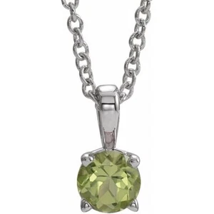 Platinum 5 mm Natural Peridot 16-18" Necklace - Picture 1 of 1