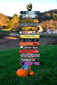 Halloween Directional Outdoor Yard Signs Halloween Decorations, Witch's Cauldron - Picture 1 of 12