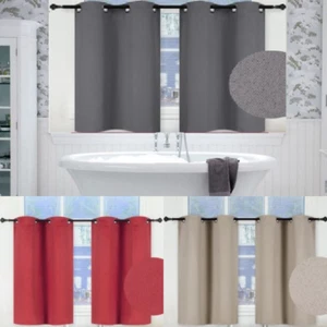 1 SET SHORT LENGTH THERMAL WINDOW BATHROOM DECOR CURTAIN CHROME GROMMETS K30