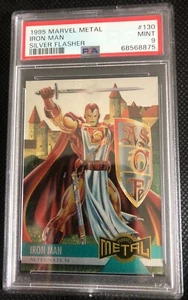 1995 MARVEL METAL SILVER FLASHER #130 IRON MAN ALTERNATE M PSA 9 MINT POP 9 - Picture 1 of 3