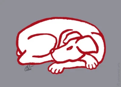 JACQUELINE DITT - Dog Red & Grey ltd.signiert Druck Grafik gerahmt 13x18 cm Hund - Bild 1 von 3