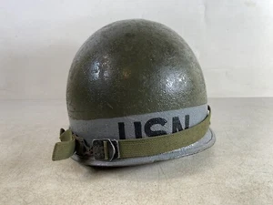USN NAVY WW2 M1 Helmet Rear Seam Swivel Bale Westinghouse Liner 35S8 - Picture 1 of 20