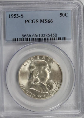 1953-S Franklin Half Dollar : PCGS MS66 - Image 1 of 4
