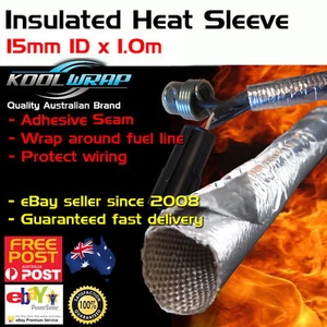 Heat Sleeve Insulating Hose Tube Wrap Reflective Shield Adhesive Seam 15mm X 1m - Picture 1 of 3