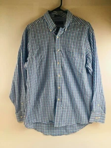 Chaps Shirt Men's Size 16-16.5 34/35 Blue Purple Classic Twill Button Down Check - Picture 1 of 6