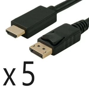 Confezione da 5 10ft DisplayPort Cavo Adattatore Convertitore DP a HDMI 4K 1080p - Foto 1 di 2