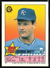 George Brett 1989 O-Pee-Chee Stickers Super Star Backs #1 Kansas City Royals