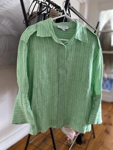 WITCHERY French Linen Womens Green White Striped Shirt S10 RRP $150 Worn Once - Bild 1 von 9