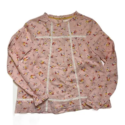 Boden Girl 11-12y Floral Tunic Blouse Top Pink Button Up Back 100% Cotton - Image 1 of 4