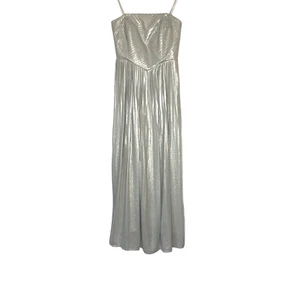 Antonio Melani Soft Silver Pleated Crinkle Satin Strapless Formal Dress Size 2 - Picture 1 of 9