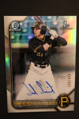 2022 Bowman Chrome 1st Jack Suwinski AUTO Silver Refractor /499 Pirates CLEAN - Image 1 of 2