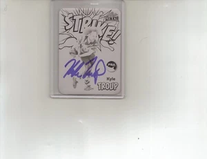 Carta da bowling PBA Kyle Troup firmata a mano 2024 Leaf Metal Strike piastra nera #1/1 - Foto 1 di 2