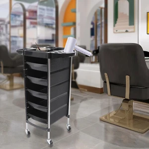5-Tier Storage Rolling Trolley Caster Salon Hairdresser Trolley with Wheels - Picture 1 of 19