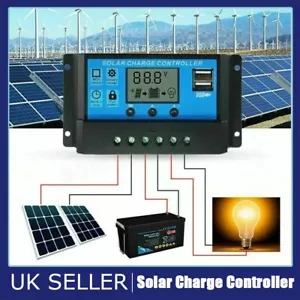 10A 20A 30A Solar Panel Battery Charge Controller LCD Regulator Dual USB 12V/24V - Picture 1 of 16